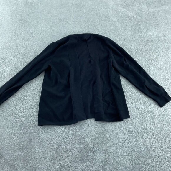 Kate Hill Petite Black Open-Front Cardigan Sweater PL Rayon/Nylon Blend 3676 - Picture 2 of 8